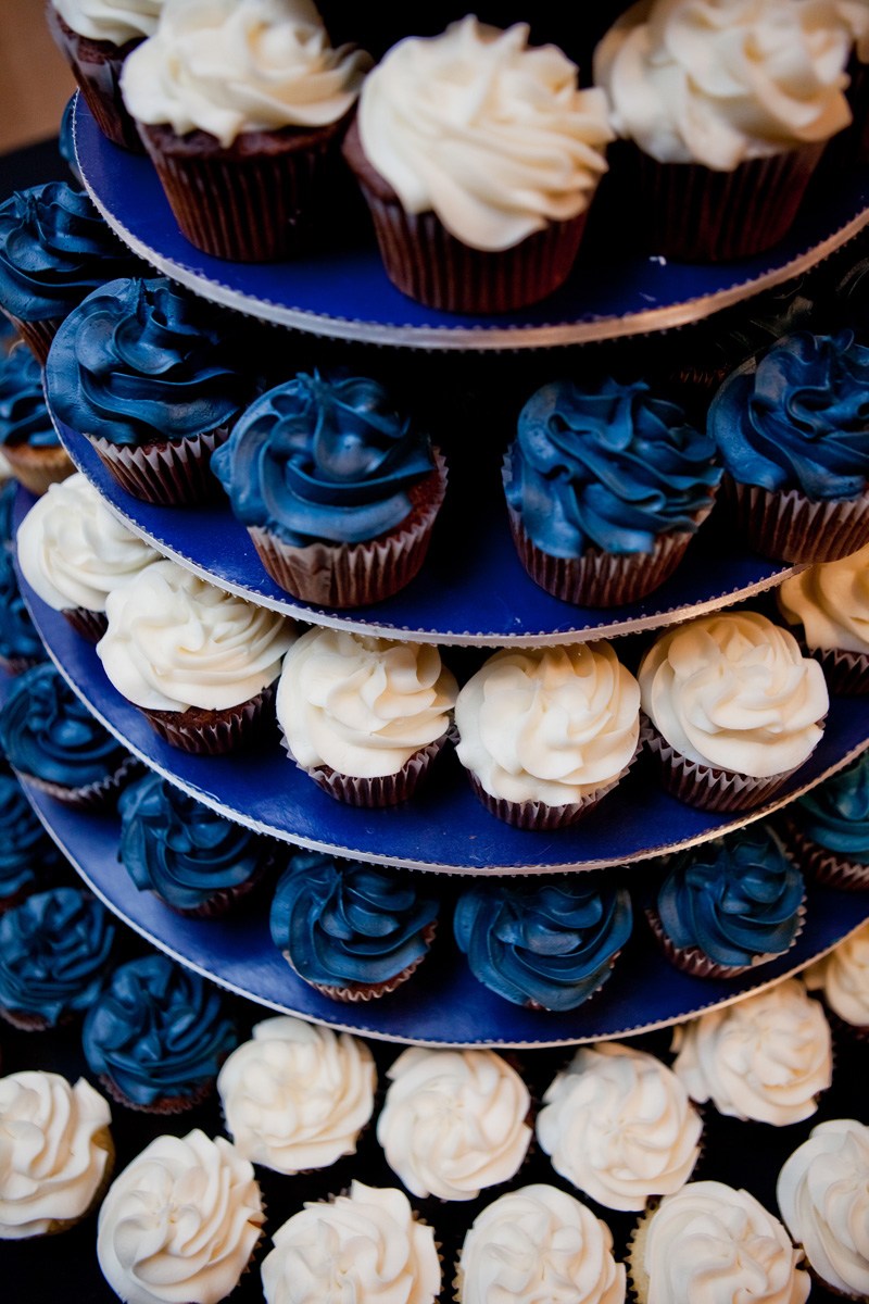 Blue and White Wedding Cupcake Display | The Majestic Vision Wedding Planning | Ann Norton Sculpture Garden in Palm Beach, FL | www.themajesticvision.com | Dove Wedding Photography
