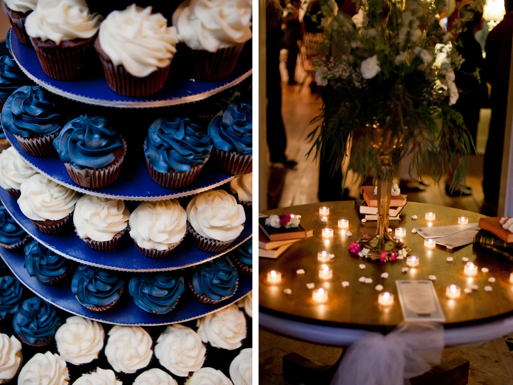 Blue and White Wedding Cupcake Display | The Majestic Vision Wedding Planning | Ann Norton Sculpture Garden in Palm Beach, FL | www.themajesticvision.com | Dove Wedding Photography
