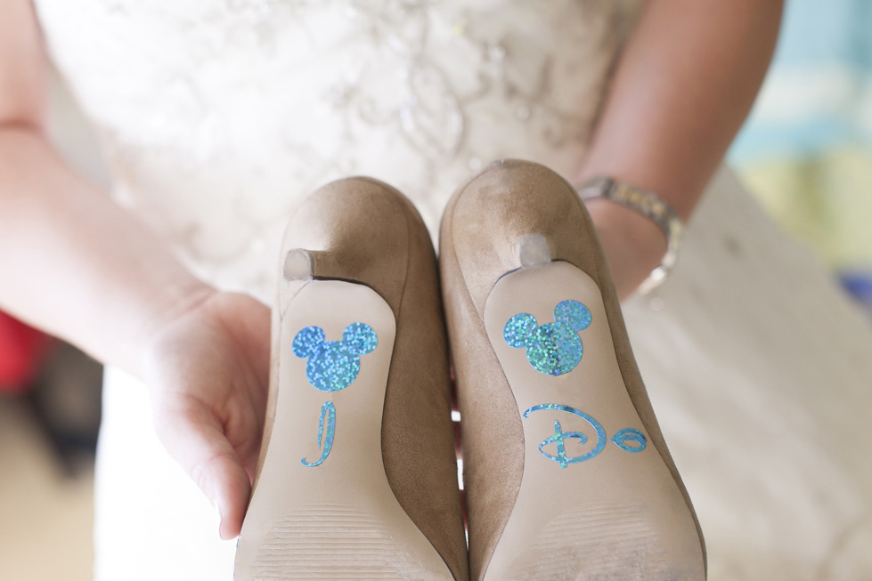 Fun Mickey Mouse Wedding Shoe Decals | The Majestic Vision Wedding Planning | Villas Mar Azure in Ponce, PR | www.themajesticvision.com | Shay Cochrane Photography