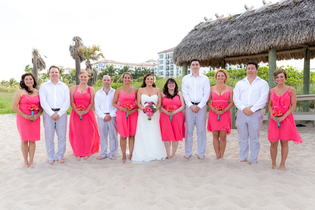 Laid-back Bridal Party Wearing Coral and Blue | The Majestic Vision Wedding Planning | Palm Beach Shores Community Center in Palm Beach, FL | www.themajesticvision.com | Chris Kruger Photography