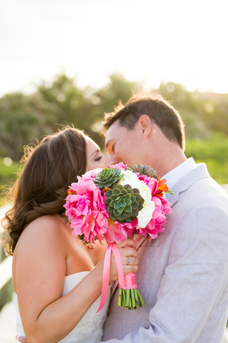Stunning Succulent and Coral Peony Bridal Bouquet | The Majestic Vision Wedding Planning | Palm Beach Shores Community Center in Palm Beach, FL | www.themajesticvision.com | Chris Kruger Photography