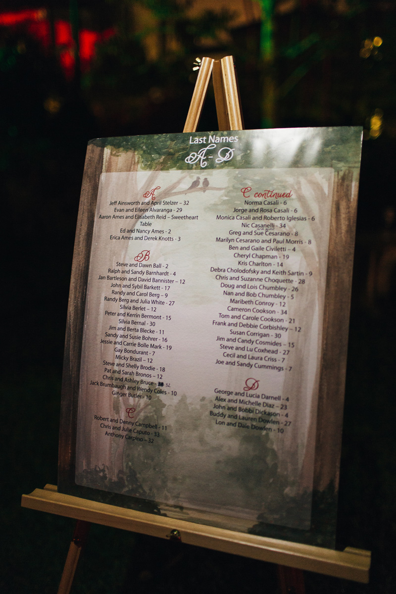 Elegant Handpainted Garden Escort Card Display | The Majestic Vision Wedding Planning | Fairchild Tropical Garden in Coral Gables, FL | www.themajesticvision.com | Robert Madrid Photography