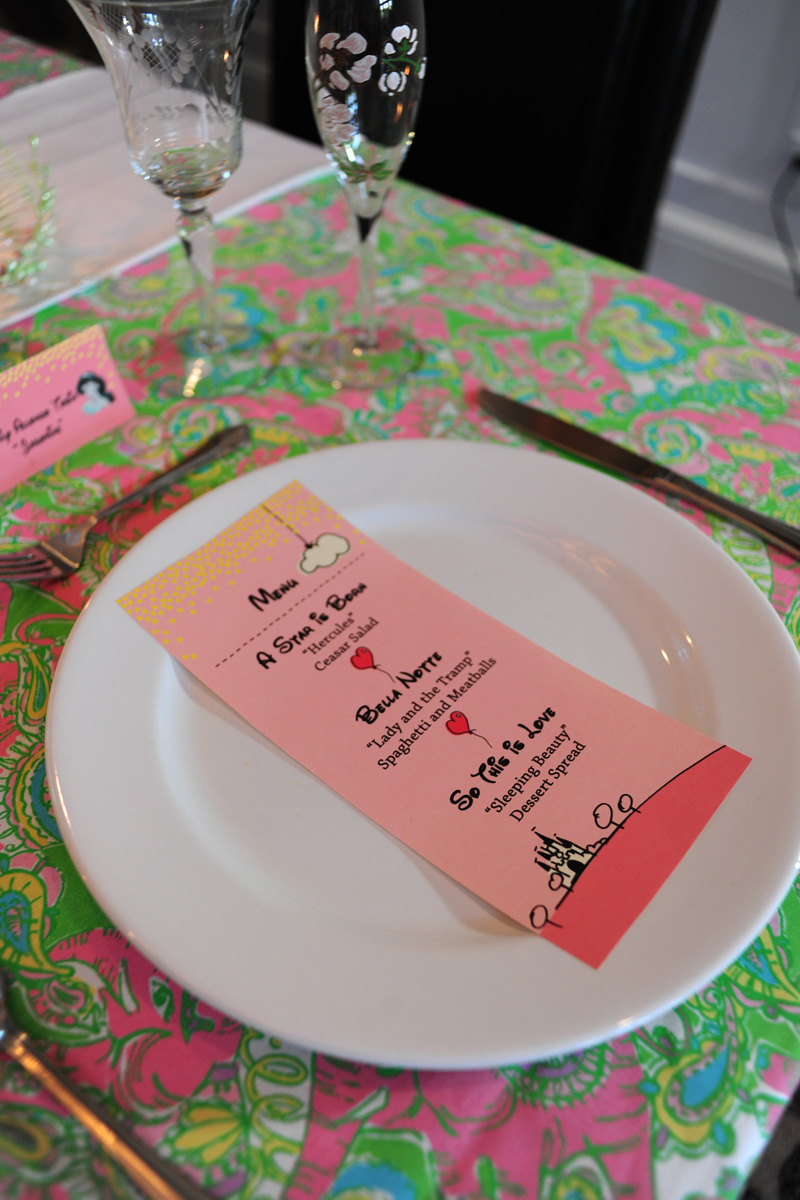 Pink and Green Disney Side Party Menu Card | The Majestic Vision Wedding Planning | Palm Beach, FL | www.themajesticvision.com | Emily Allongo Photography