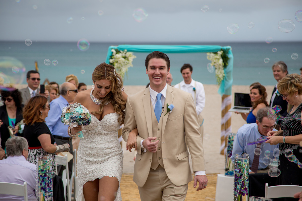 Elegant Beach Wedding Ceremony with Blue and White Orchids | The Majestic Vision Wedding Planning | Hilton Singer Island in Palm Beach, FL | www.themajesticvision.com | Michael Sterling Photography