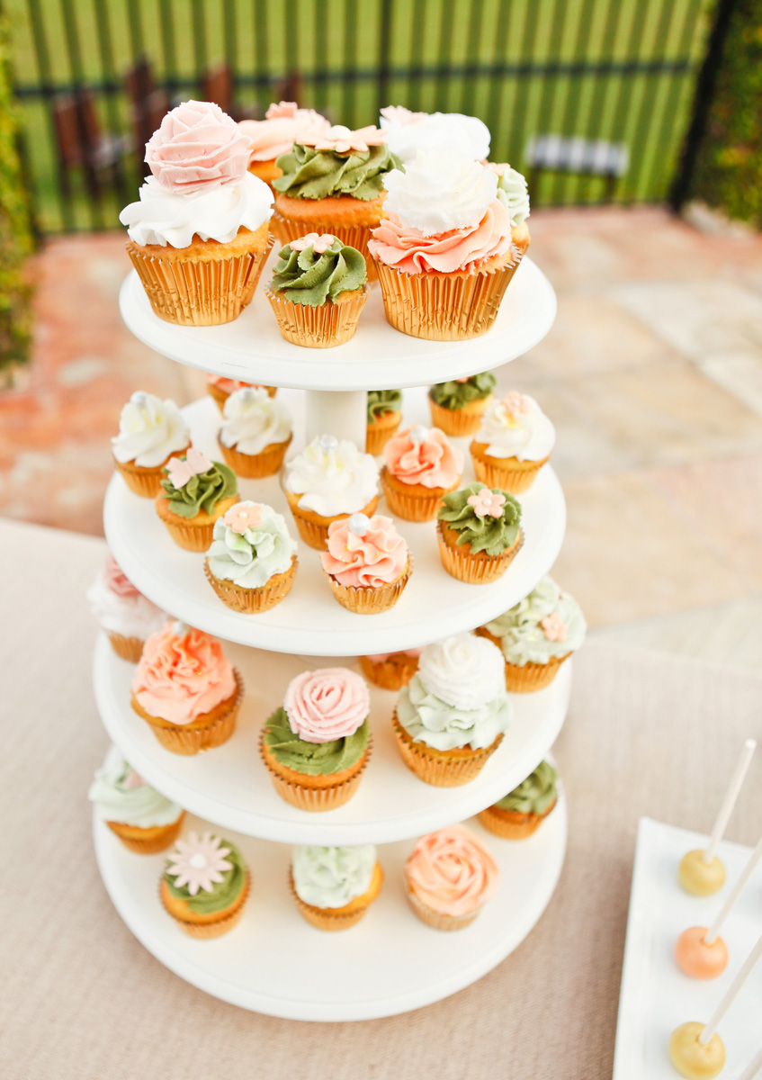 Delicious Floral Wedding Cupcake Tower | The Majestic Vision Wedding Planning | International Polo Club in Palm Beach, FL | www.themajesticvision.com | Krystal Zaskey Photography