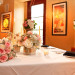 Romantic Centerpiece with Blush Roses, White Roses and Dusty Miller at 32 East in Palm Beach, FL thumbnail