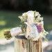 Elegant Bridal Bouquet with Succulents, Cream Roses and Blue Hydrangea at Sailfish Marina in Palm Beach, FL thumbnail