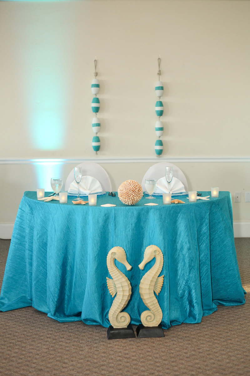 Elegant Sweetheart Table with Seahorses and Bouys | The Majestic Vision Wedding Planning | Palm Beach Shores in Palm Beach, FL | www.themajesticvision.com | Krystal Zaskey Photography