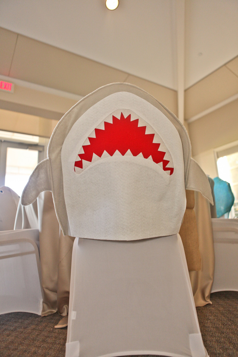 Whimsical Shark Chair Cover for Kids Table | The Majestic Vision Wedding Planning | Palm Beach Shores in Palm Beach, FL | www.themajesticvision.com | Krystal Zaskey Photography