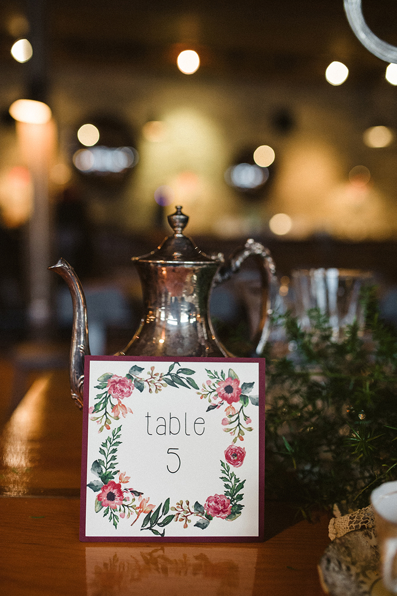 Elegant Vintage Marsala Table Number | The Majestic Vision Wedding Planning | Anodyne Coffee in Milwaukee, WI | www.themajesticvision.com | Elizabeth Haase Photography