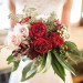 Elegant Marsala Bridal Bouquet with Roses and Dahlias at Anodyne Coffee in Milwaukee, WI thumbnail