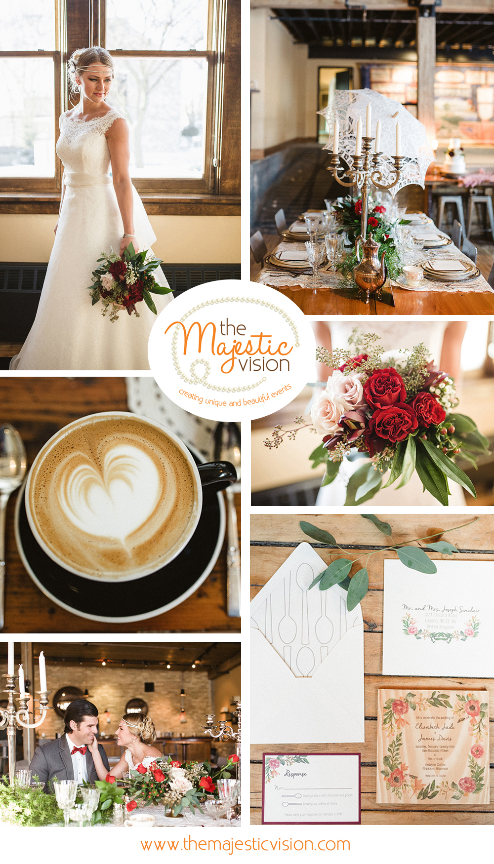 Elegant Marsala Coffee Shop Wedding | The Majestic Vision Wedding Planning | Anodyne Coffee in Milwaukee, WI | www.themajesticvision.com | Elizabeth Haase Photography