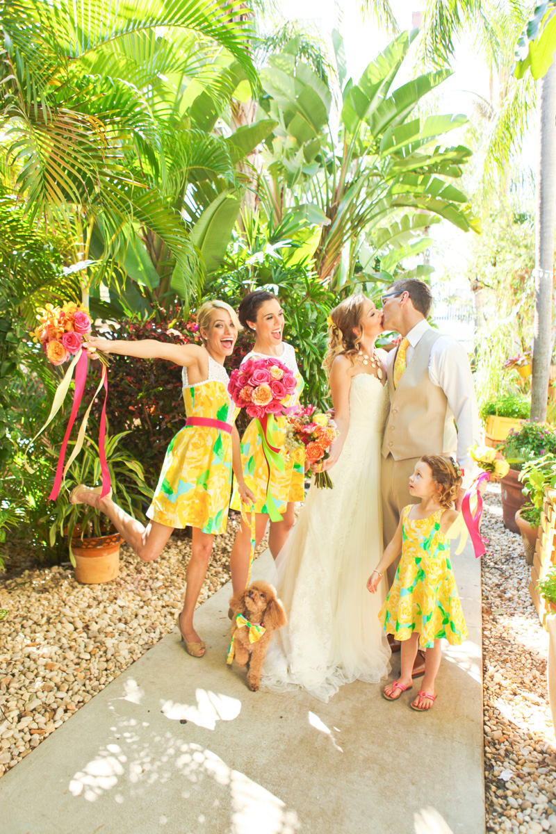 Elegant Bridal Party in Sunglow First Impression Lilly Pulitzer Dresses | The Majestic Vision Wedding Planning | The Colony Hotel in Palm Beach, FL | www.themajesticvision.com | Krystal Zaskey Photography