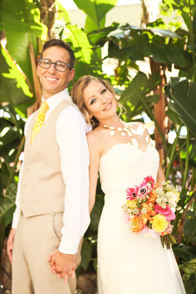 Stunning Bridal Portrait with Elegant Lilly Pulitzer Inspired Bridal Bouquet with Orange, Yellow and Pink Flowers | The Majestic Vision Wedding Planning | The Colony Hotel in Palm Beach, FL | www.themajesticvision.com | Krystal Zaskey Photography
