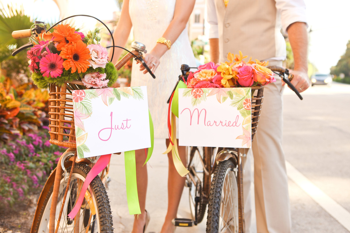 Elegant Bridal Portrait on Vintage Bamboo Bikes on Worth Avenue | The Majestic Vision Wedding Planning | The Colony Hotel in Palm Beach, FL | www.themajesticvision.com | Krystal Zaskey Photography