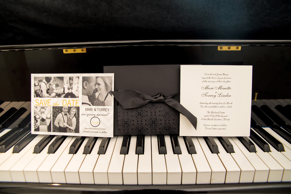 Stunning Black and White Wedding Invitations | The Majestic Vision Wedding Planning | The Borland Center in Palm Beach, FL | www.themajesticvision.com | Enduring Impressions Photography