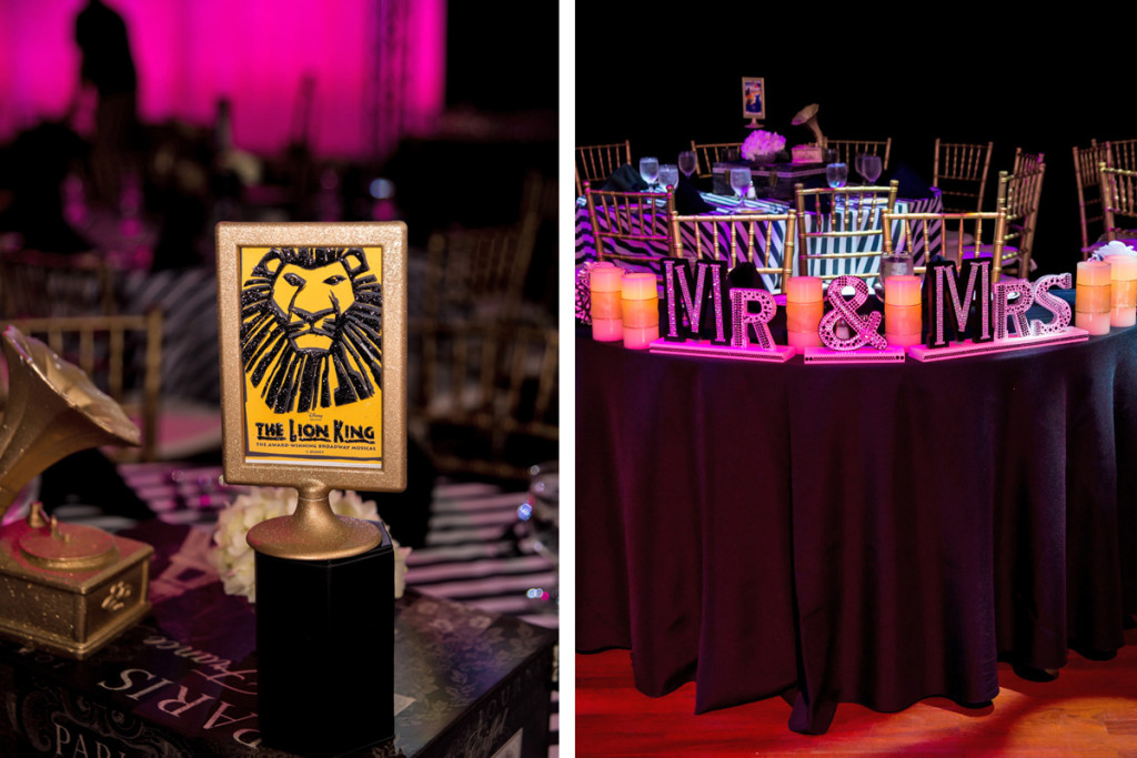 Elegant Broadway Theme Wedding Reception | The Majestic Vision Wedding Planning | The Borland Center in Palm Beach, FL | www.themajesticvision.com | Enduring Impressions Photography