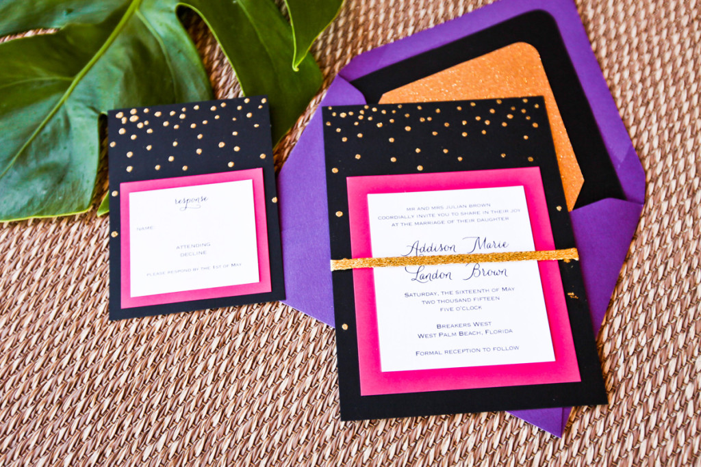 Kate Spade Inspired Modern Pink and Black Invitation Suite | The Majestic Vision Wedding Planning | Breakers West in Palm Beach, FL | www.themajesticvision.com | Krystal Zaskey Photography