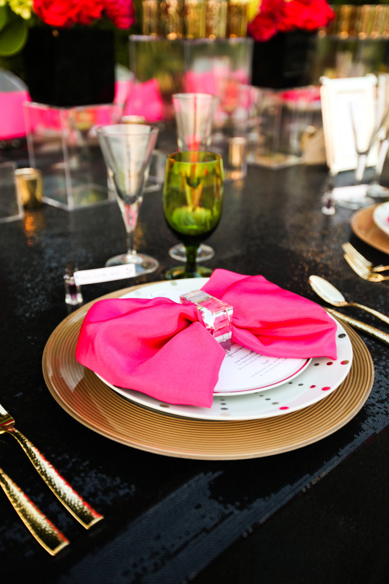 Kate Spade Inspired Modern Pink and Gold Bow-Shaped Wedding Menu | The Majestic Vision Wedding Planning | Breakers West in Palm Beach, FL | www.themajesticvision.com | Krystal Zaskey Photography