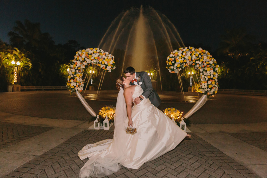 Romantic Heart Shaped Ceremony Arch Covered in Orange, Yellow and White Roses | The Majestic Vision Wedding Planning | Palm Beach Zoo in Palm Beach, FL | www.themajesticvision.com | Robert Madrid Photography