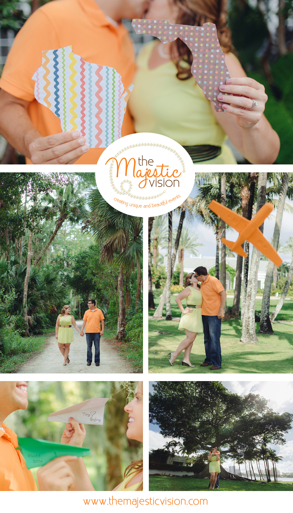 Travel Theme Engagement Session with State Cutouts | The Majestic Vision Wedding Planning | Royal Poinciana Chapel in Palm Beach, FL | www.themajesticvision.com | Robert Madrid Photography