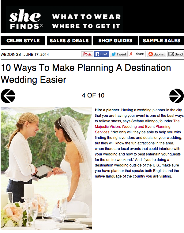 10 Ways to Make Planning a Destination Wedding Easier on SheFinds | The Majestic Vision Wedding Planning | Palm Beach, FL and Milwaukee, WI | www.themajesticvision.com